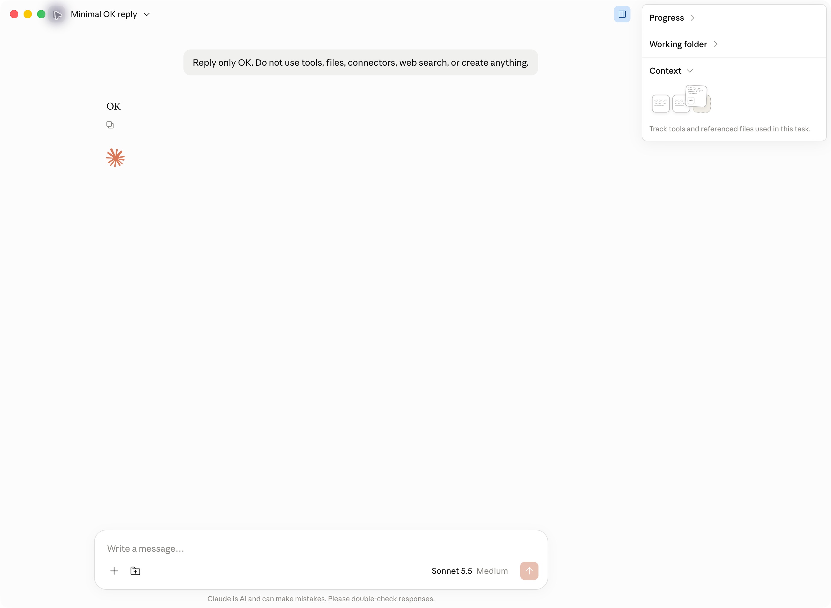 Claude Desktop 本次实际返回 OK